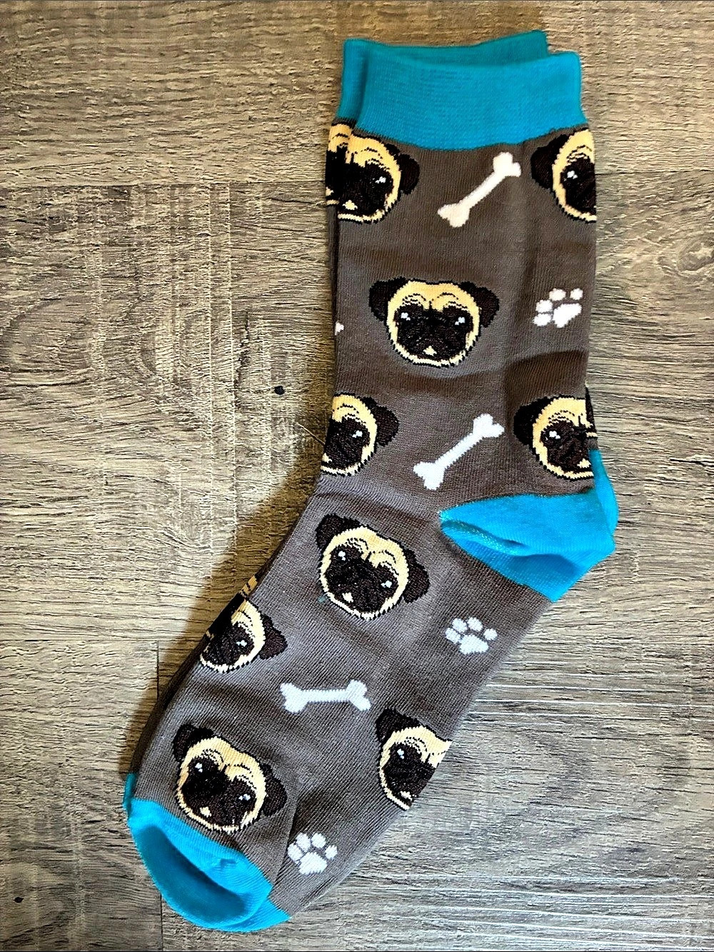 Pug Pattern Crew Socks 5-Pair Set - Picture 3 of 8